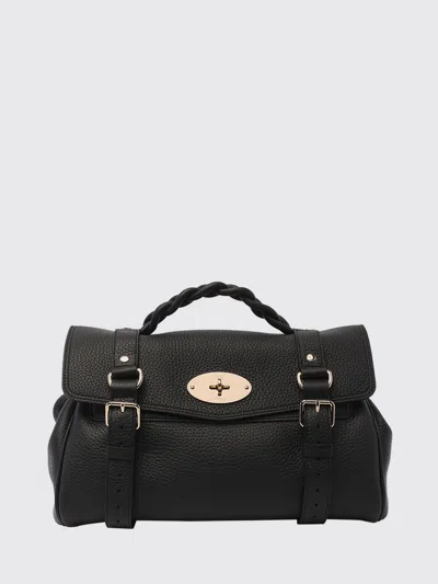Mulberry Alexa Handbag In Calf Leather With Braided Handle In Black