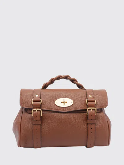 Mulberry Alexa Handbag In Calf Leather With Braided Handle In Brown