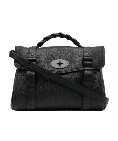 Mulberry Alexa Heavy Grain Satchel Bag In Black