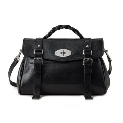 Mulberry Alexa High Shine Leather Crossbody In Black