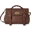 Mulberry 'alexa Heavy' Brown Top Handle Bag With Twist-lock Closure In Bright Oak