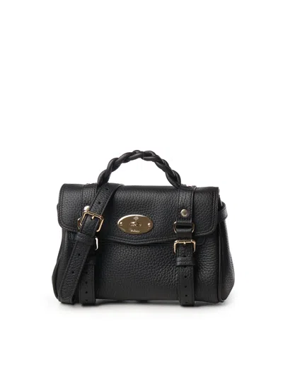 Mulberry Black Leather Mini Alexa Heavy Grain Top Handle Bag