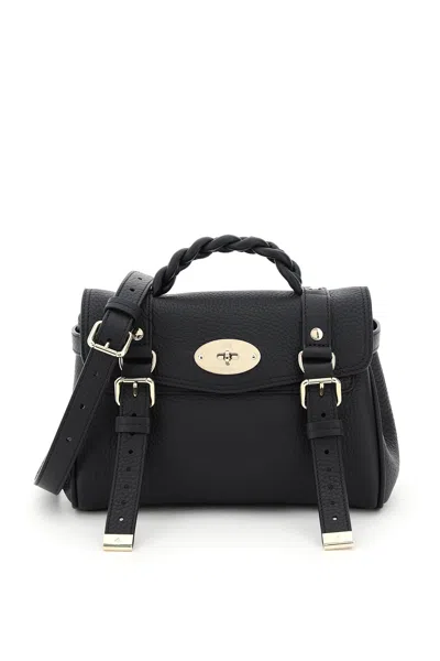 Mulberry Black Leather Mini Alexa Heavy Grain Top Handle Bag