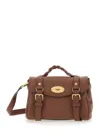 Mulberry Alexa Mini Brown Handbag With Twist Lock In Hammered Leather Woman In Brown
