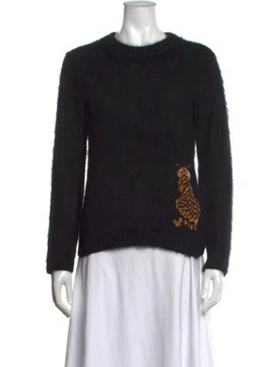 Pre-owned Mulberry Angora Animal Print Sweater In Black