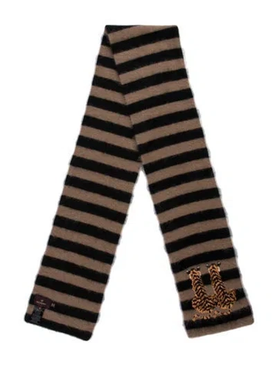 Pre-owned Mulberry Angora Striped Scarf In Black/brown
