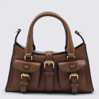 Mulberry Brown Leather Mini Roxanne Heritage Top Handle Bag In Orange