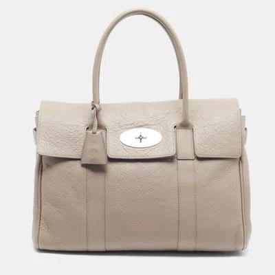 Pre-owned Mulberry Bayswater Beige Leather Satchel In Sand