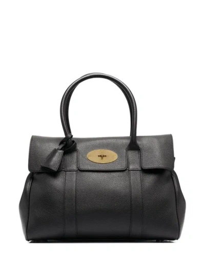 Mulberry Black Leather Small Bayswater Satchel Handbag For Women