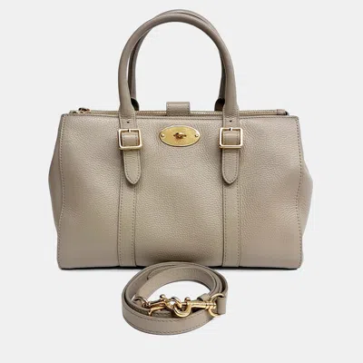 Pre-owned Mulberry Bayswater Double Zip Tote And Shoulder Bag In Beige