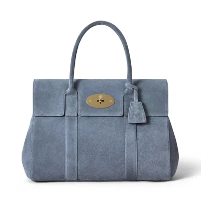 Mulberry Bayswater In Foggy Grey Suede