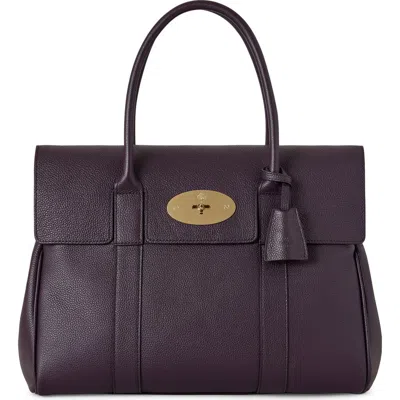 Mulberry Bayswater Grained Leather Satchel In Purple
