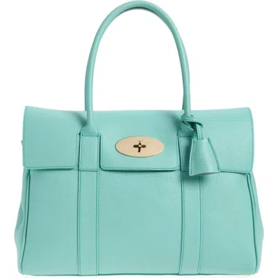 Mulberry Bayswater Grained Leather Satchel In Blue