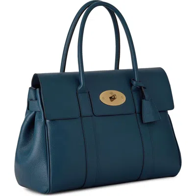 Mulberry Bayswater Grained Leather Satchel In Blue