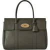 Mulberry Bayswater Grained Leather Satchel In Green