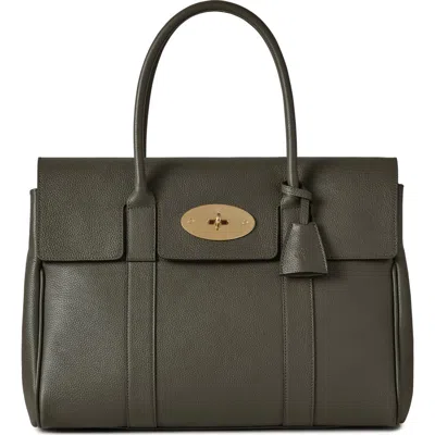 Mulberry Bayswater Grained Leather Satchel In Green