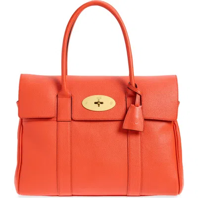 Mulberry Bayswater Grained Leather Satchel In Orange