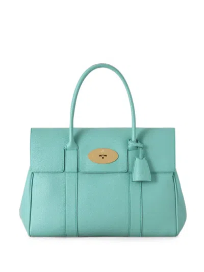 Mulberry Bayswater Grained Leather Tote Bag In Blue