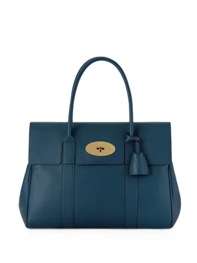 Mulberry Bayswater Grained Leather Tote Bag In Blue