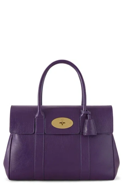 Mulberry Bayswater High Shine Leather Satchel In Purple
