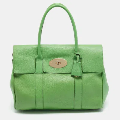 Pre-owned Mulberry Bayswater Light Green Leather Satchel