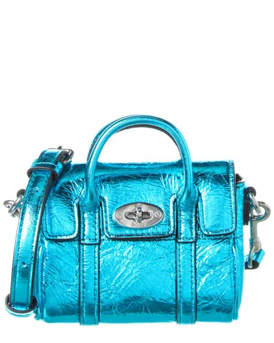 Mulberry Bayswater Micro Leather Satchel In Blue