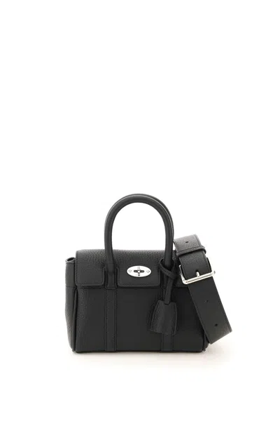 Mulberry Bayswater Mini Handbag For Women In Grained Leather In Black
