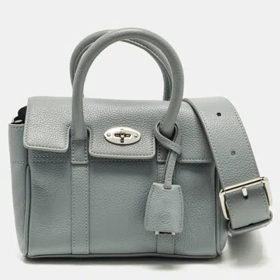 Pre-owned Mulberry Bayswater Mini Light Blued Leather Satchel