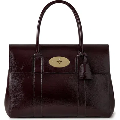 Mulberry Bayswater Patent Leather Handbag In Burgundy