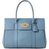 Mulberry Bayswater Pebbled Leather Satchel In Brighton Blue