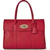 Mulberry Bayswater Pebbled Leather Satchel In Scarlet Red