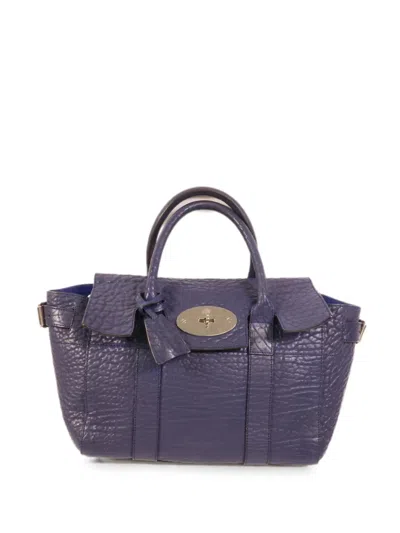 Pre-owned Mulberry Bayswater Pebbled-leather Tote Bag In Purple