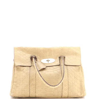 Mulberry Bayswater Satchel Crocodile Embossed Leather Medium In Nude