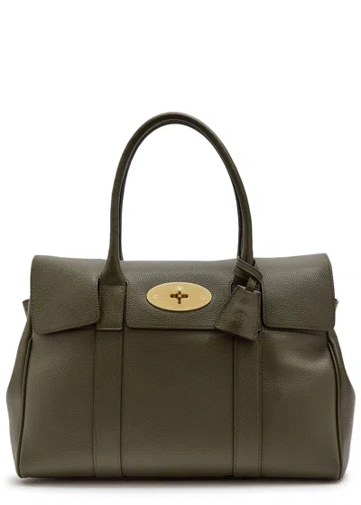 Mulberry Bayswater Small Grained Leather Shoulder Bag In Green