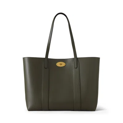Mulberry Bayswater Green Tote Bag With Front Turn-lock Closure In Leather Woman