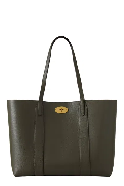 Mulberry Bayswater Green Tote Bag With Front Turn-lock Closure In Leather Woman