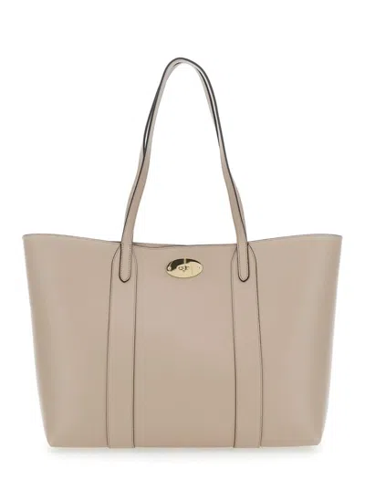 MULBERRY 'BAYSWATER SMALL' BEIGE TOTE BAG WITH POSTMAN'S LOCK CLOSURE IN LEATHER WOMAN