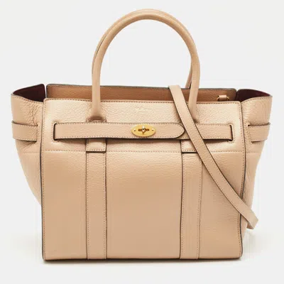 Pre-owned Mulberry Beige Leather Small Zipped Bayswater Tote