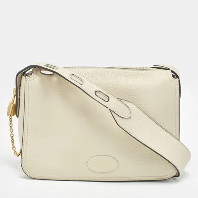 Pre-owned Mulberry Billie Small Ivory Leather Crossbody Bag In White