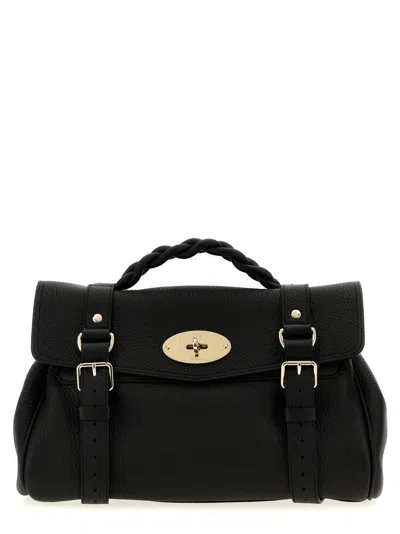 Mulberry Black Leather Mini Alexa Heavy Grain Top Handle Bag