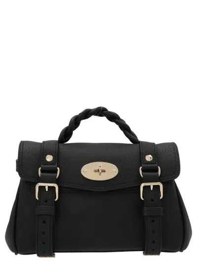 Mulberry Black Leather Mini Alexa Heavy Grain Top Handle Bag