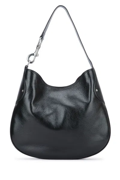 Mulberry Black Leather Hackney Shoulder Bag High Shine In Animal Print