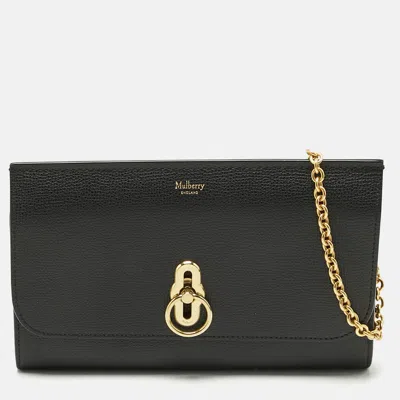 Pre-owned Mulberry Black Leather Amberley Chain Clutch