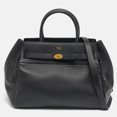 Pre-owned Mulberry Black Leather Belted Bayswater Tote