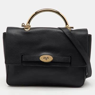 Pre-owned Mulberry Black Leather Medium Belted Bayswater Top Handle Bag