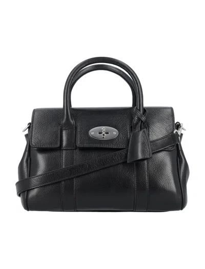 Mulberry Black Leather Small Bayswater Satchel Handbag For Women