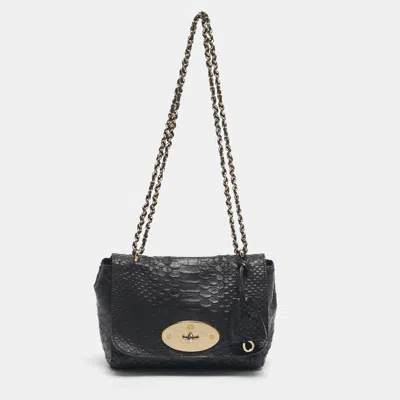 Pre-owned Mulberry Black Python Embossed Leather Lily Chain Shoulder Bag