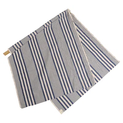 Pre-owned Mulberry Blue And White Striped Cotton Curtain By Maker , England, 2015