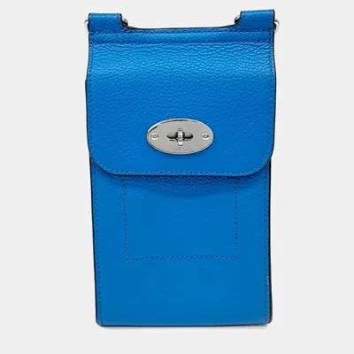 Pre-owned Mulberry Blue Leather Phone Holder Crossbody Bag