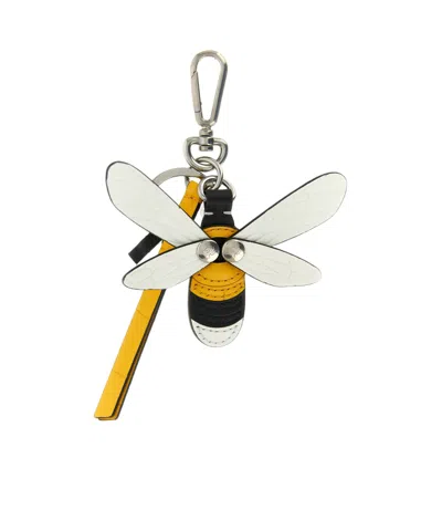 Mulberry British Summer Bumblebee Leather Keyring In Metallic